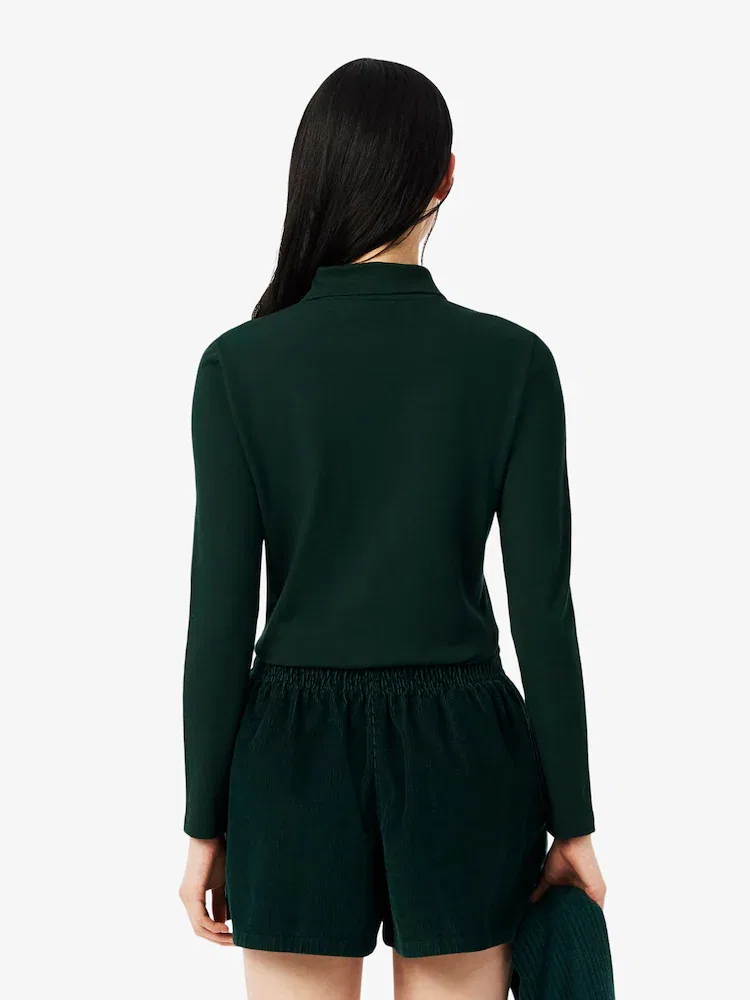 Рубашка поло LACOSTE YZP, Slim Fit, длинный рукав, белая — фото 3