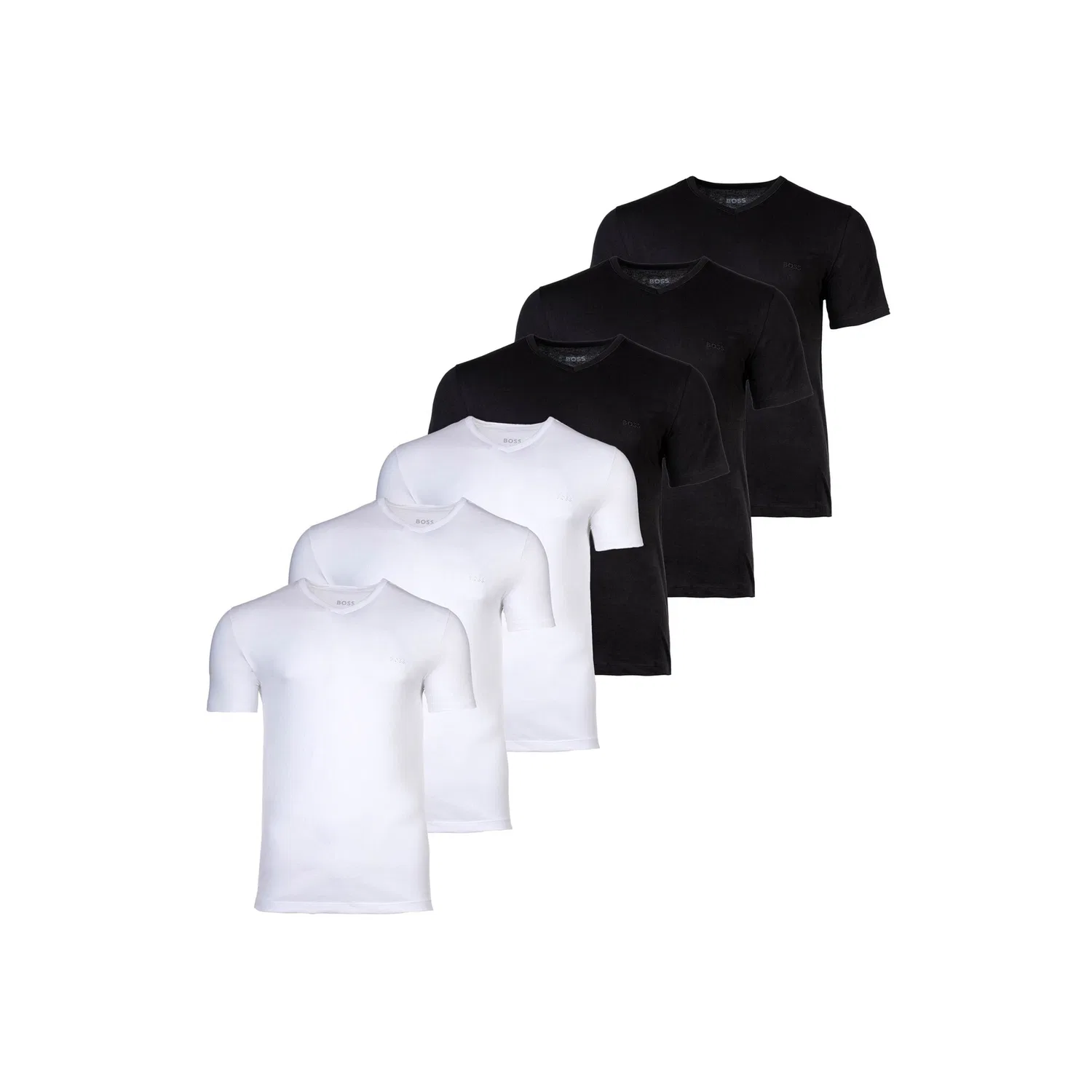 Мужские футболки с V-образным вырезом BOSS, Black/White