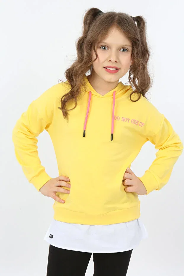 Детские свитшот для девочек с вышивкой Do Not Give Up Toontoy, Dark Yellow — фото 2