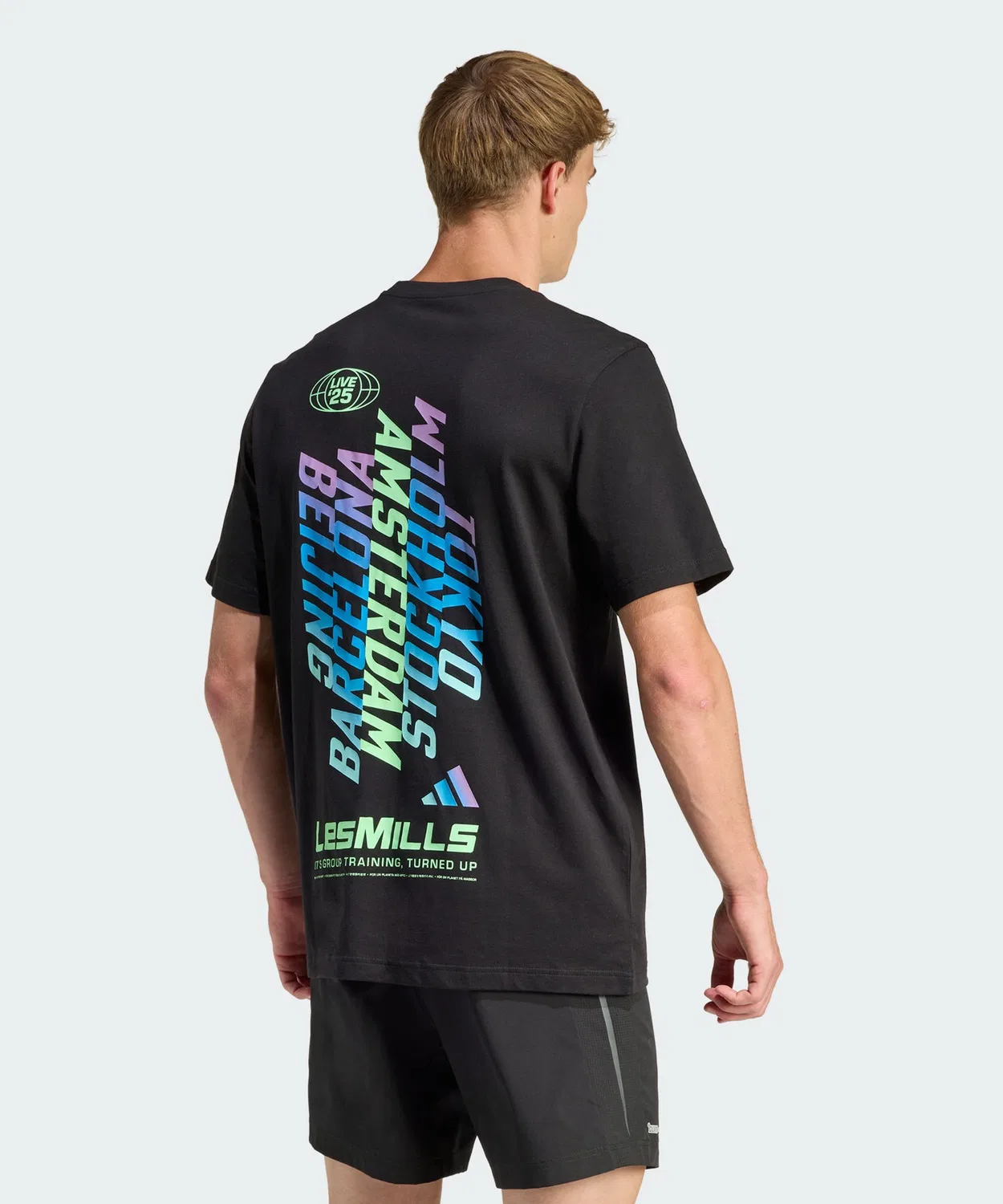Мужская футболка с графическим принтом Les Mills Tour Adidas, Black — фото 3