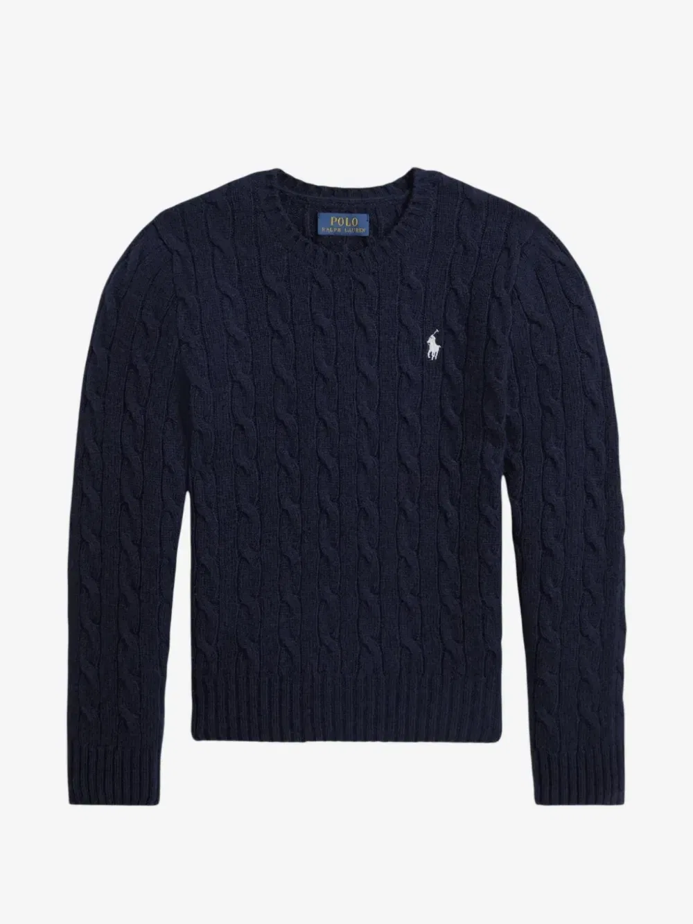 Вязаный свитер с вышитым логотипом POLO RALPH LAUREN KIDS, синий