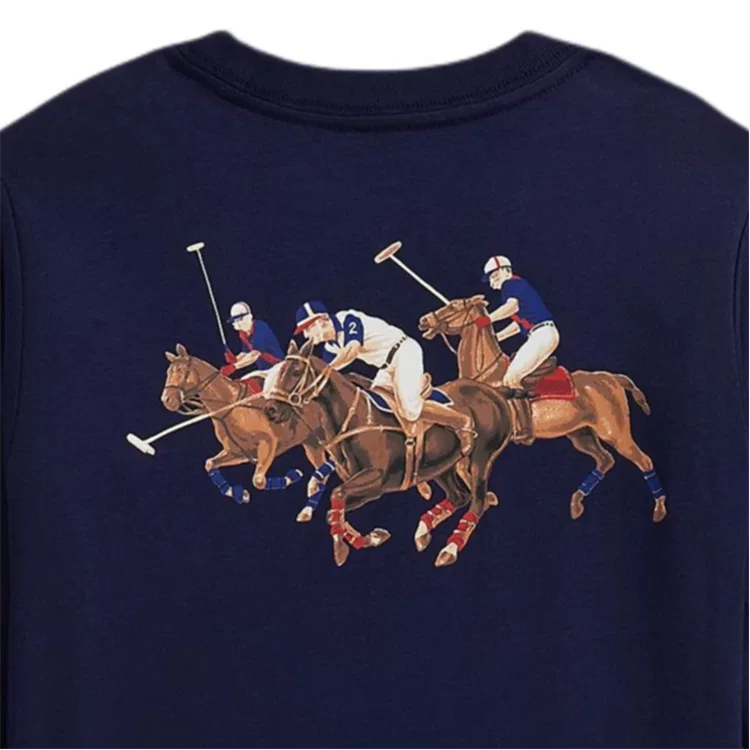 Детское поло для мальчиков с длинным рукавом Polo Ralph Lauren, Newport Marine Blue — фото 4