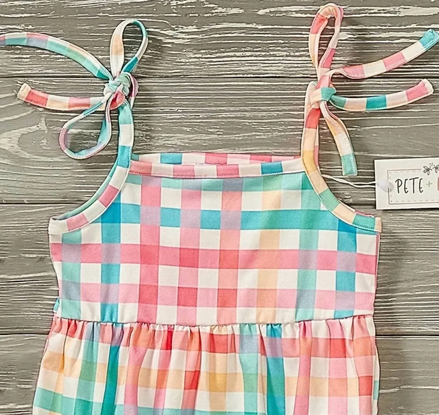 Детский боди-комбинезон для девочек с завязками Summertime Gingham Pete + Lucy, мультиколор — фото 2