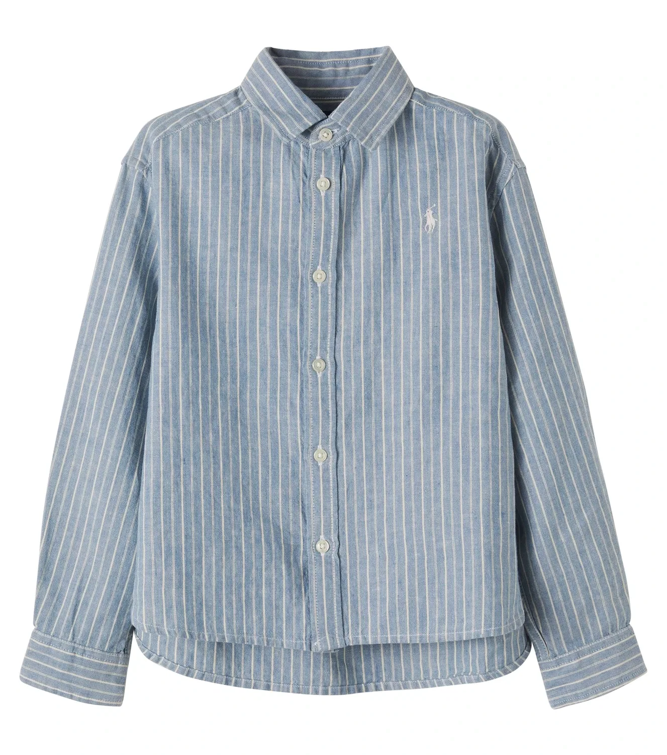 Рубашка из льна и хлопка Polo Ralph Lauren Kids, синий