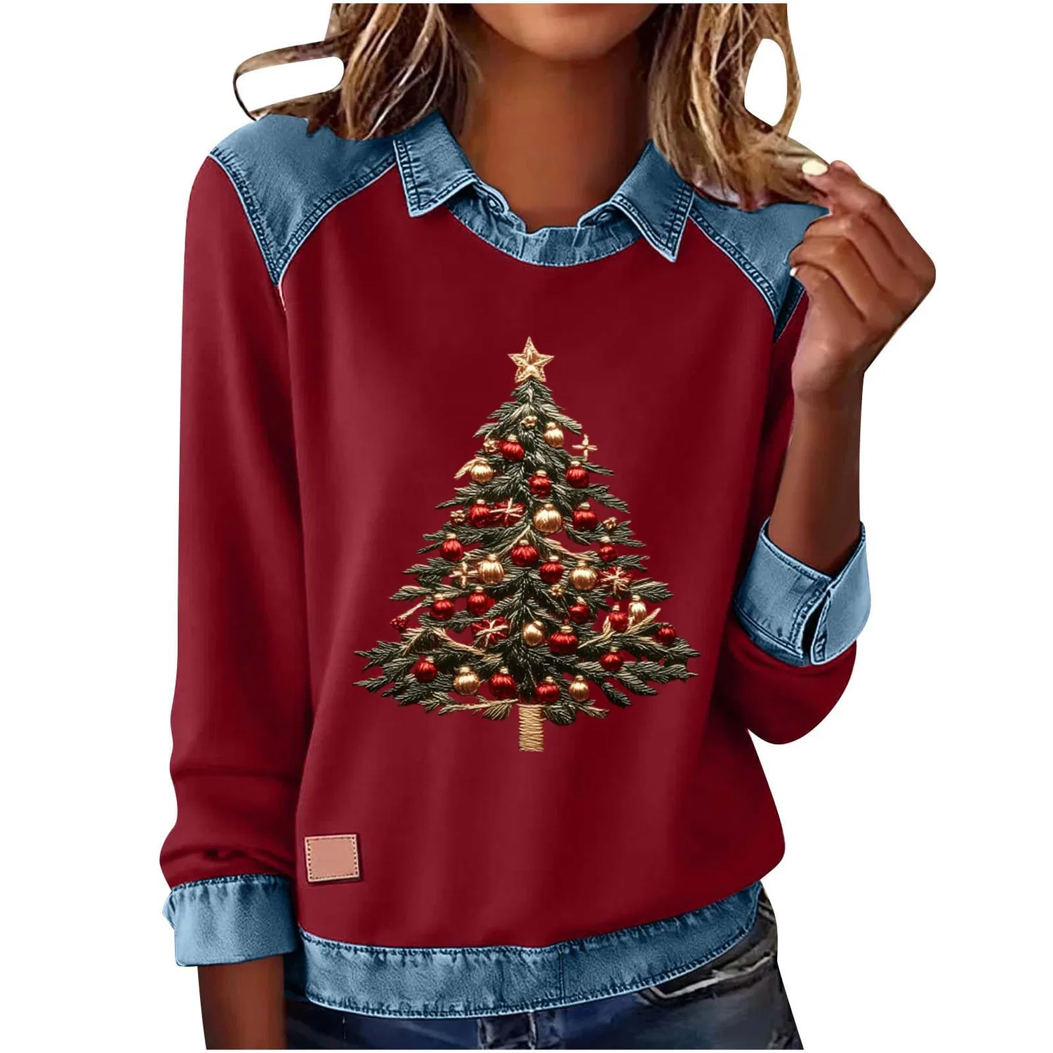 Женский свитшот с принтом Christmas Print, 09 Vino