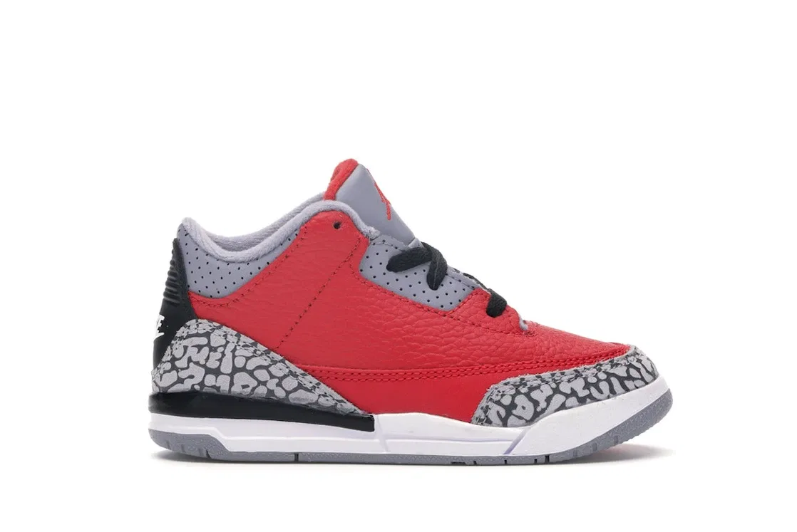 Детские кроссовки Lifestyle с классическим дизайном Jordan 3 Retro Jordan, Fire Red/Fire Red-Cement Grey-Black