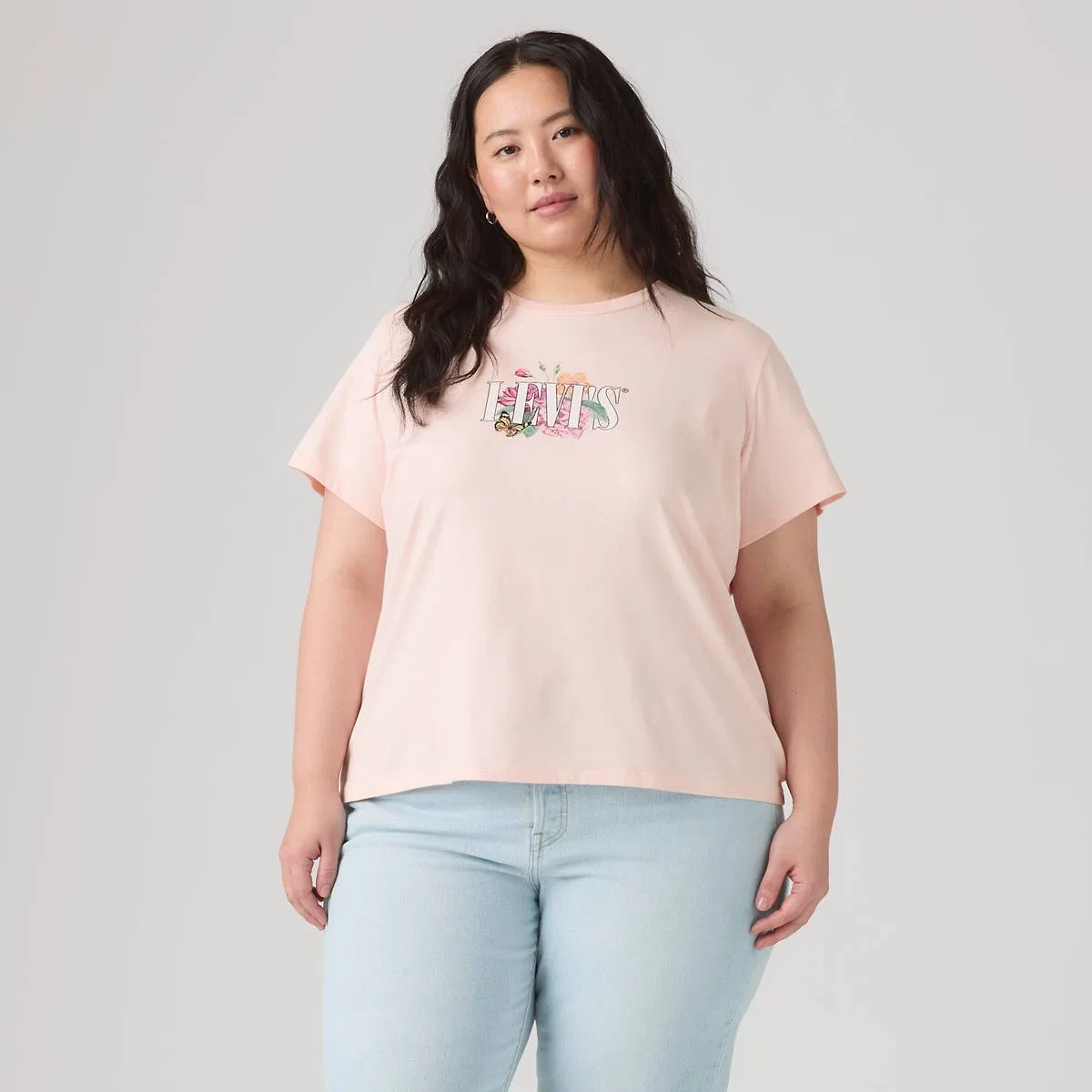 Идеальная футболка (большого размера) Levi's, Botanical Rose Serif Mangano Calcite - Pink — фото 3