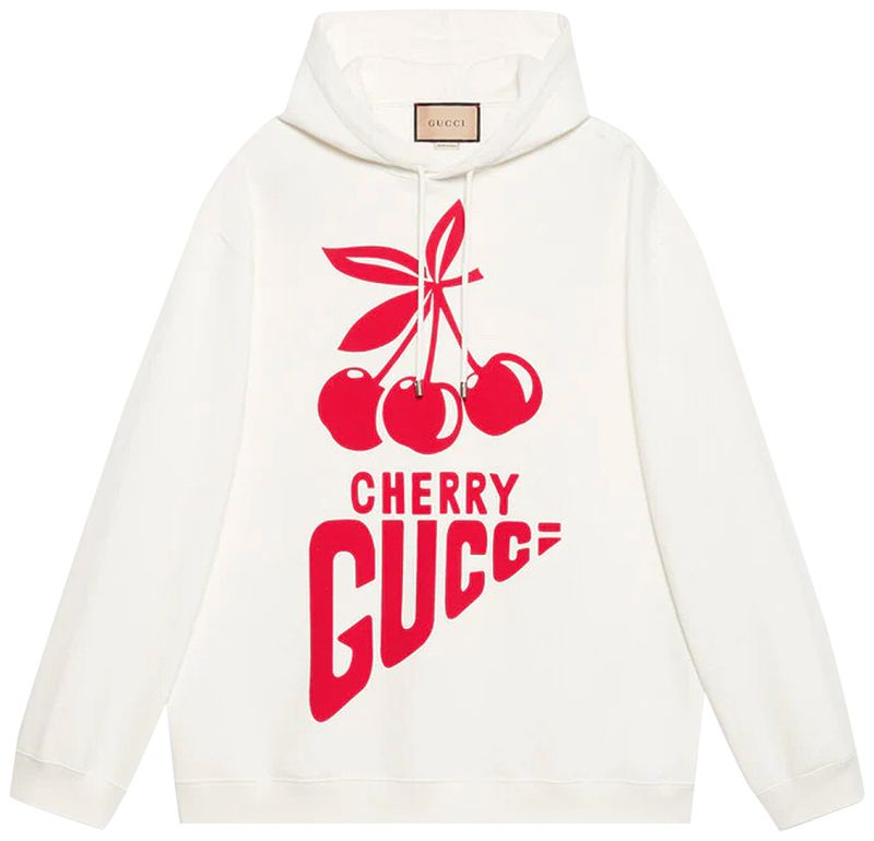 Худи Gucci Aria Cherry, с принтом вишни, кремовый