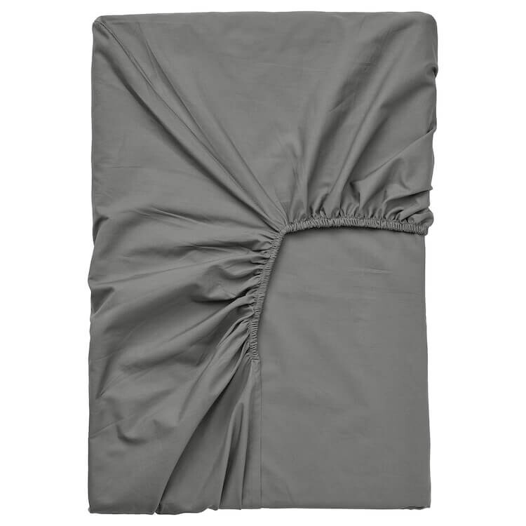 Простыня на резинке для наматрасника Ikea Ullvide, 180x200 см, серый