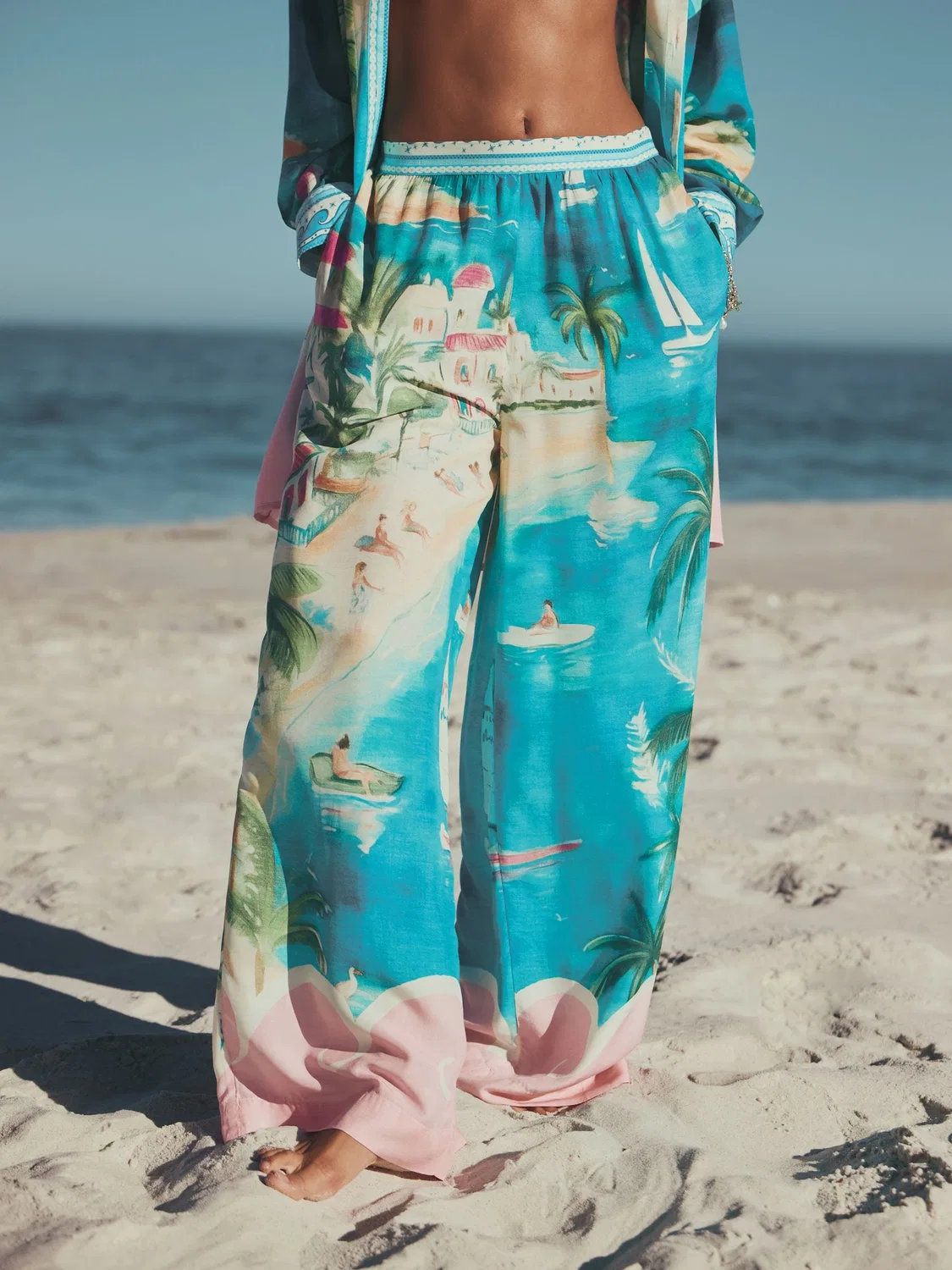 Широкие брюки Modal, Pink/Blue Next