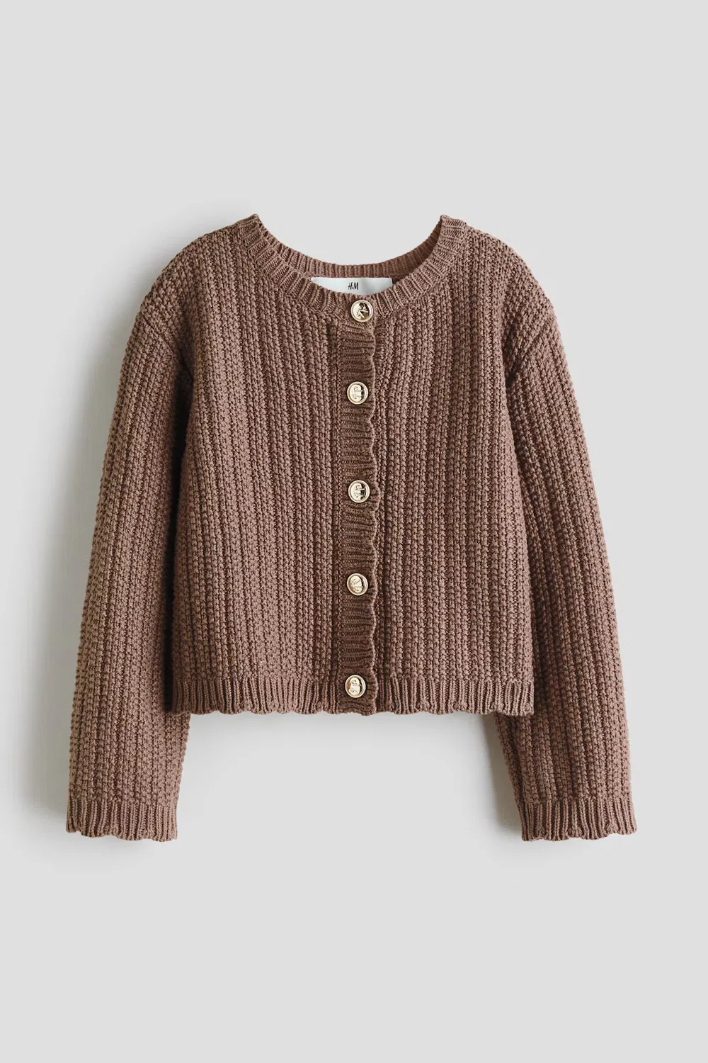 Кардиган из фактурной вязки H&M, Braun