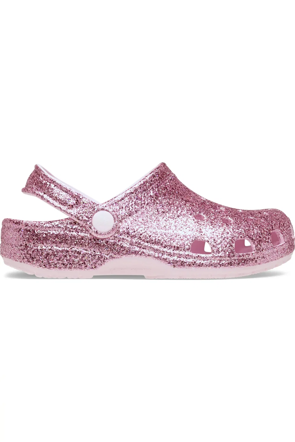 Детские сабо блестящие на толстой подошве Classic Chunky Glitter CROCS, Pink Milk — фото 2