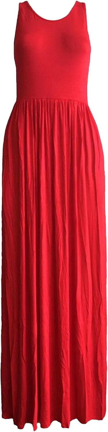 Женская свободная макси-футболка с карманами, Bright Red