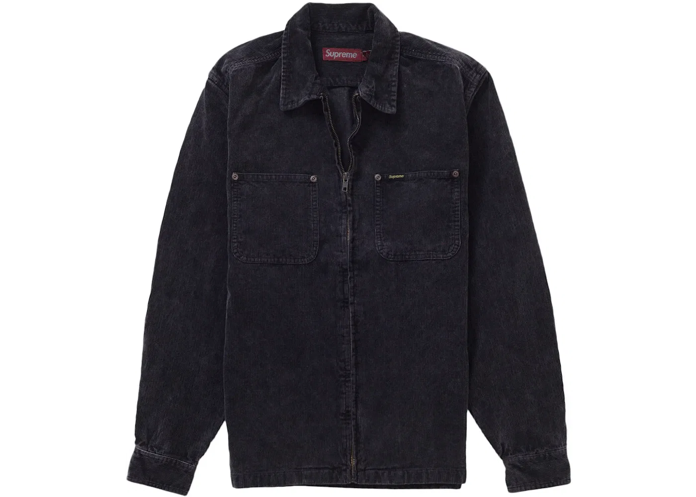 Мужская рубашка из вельвета с молнией Supreme, Black — фото 2