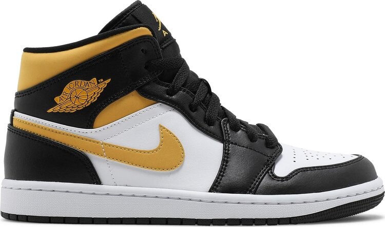 

Кроссовки Air Jordan 1 Mid Black University Gold, белый