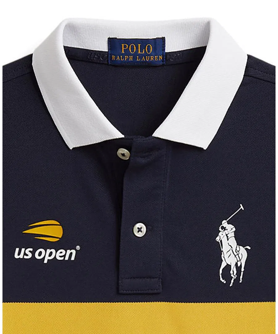 Поло с коротким рукавом из влагоотводящего пике, с логотипом US Open Polo Ralph Lauren, Refined Navy Multi — фото 3