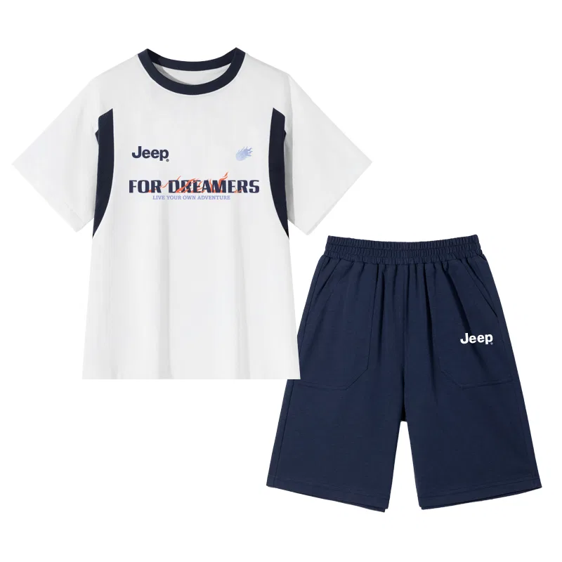 Детский спортивный костюм с принтом Basketball Flame-Navy Blue/E White Logo Silicone K, Jeep, White/E Basketball Flame-Navy Blue/E White Logo Silicone K