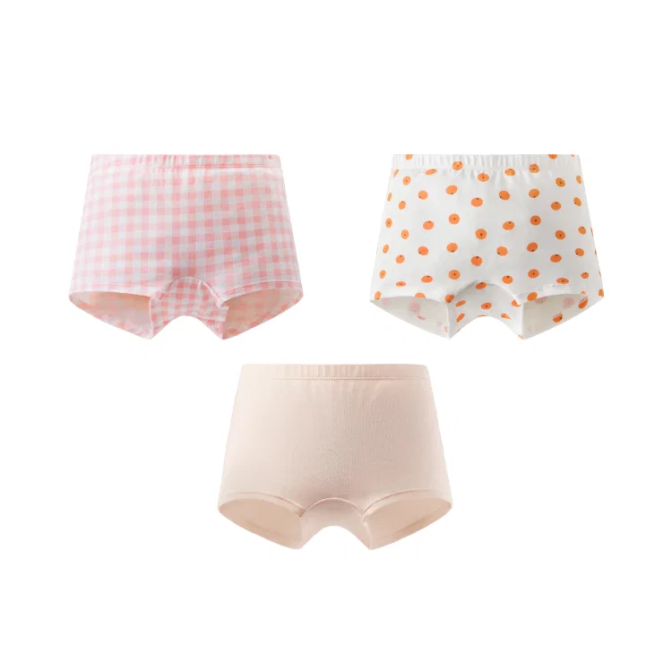 Детские трусы 3 шт. BANANA IN, Cinnamon Skin+Warm Pink Plaid+Warm White Orange