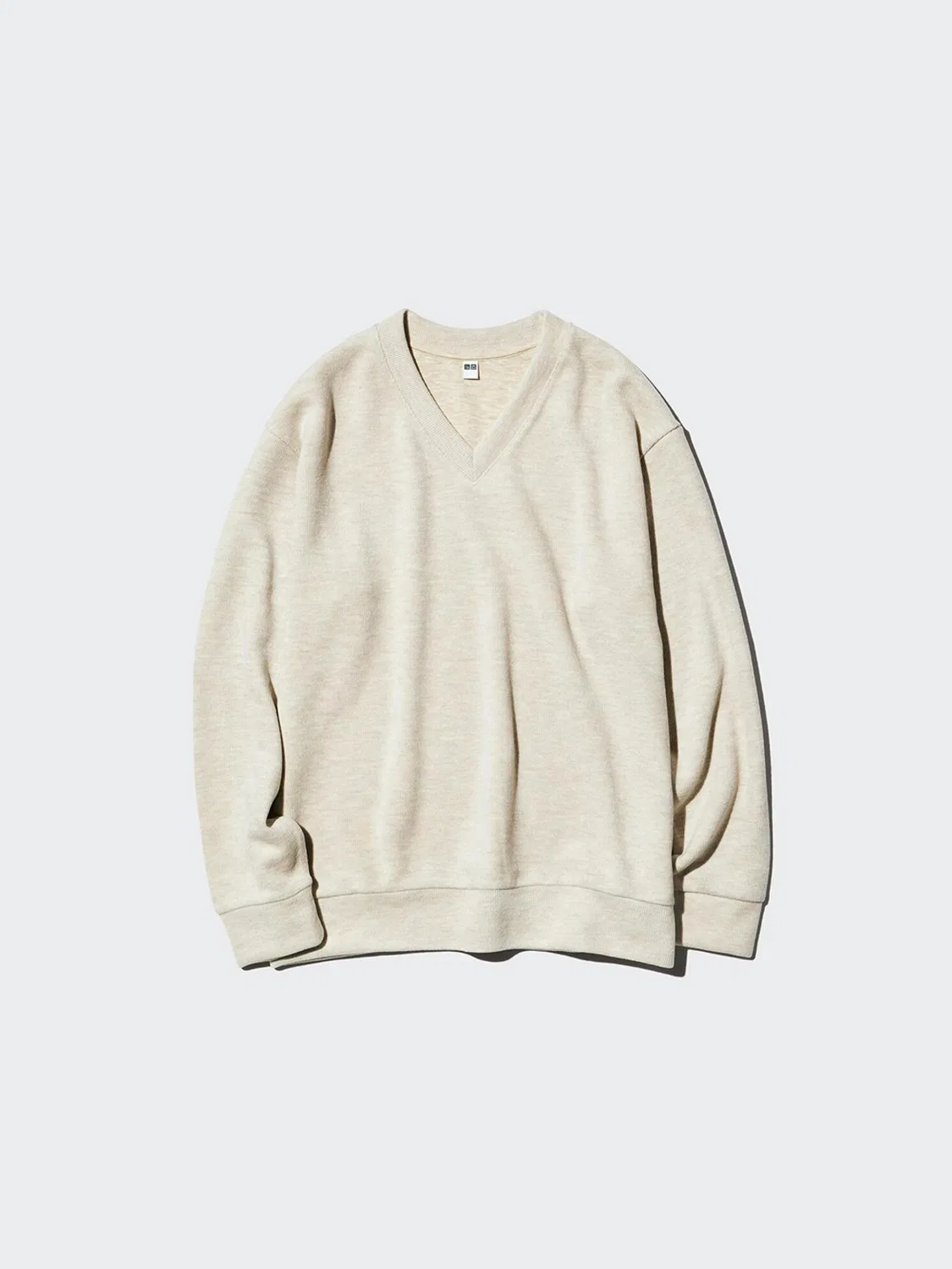 Пуловер в рубчик из флиса с V-образным вырезом с длинным рукавом Uniqlo, свинцово-серый — фото 4