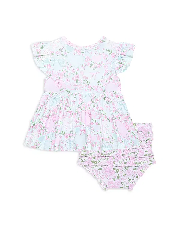 Детский комплект для девочек с воланами Josephine Peplum Ruffled Bummie Set Posh Peanut, синий — фото 2