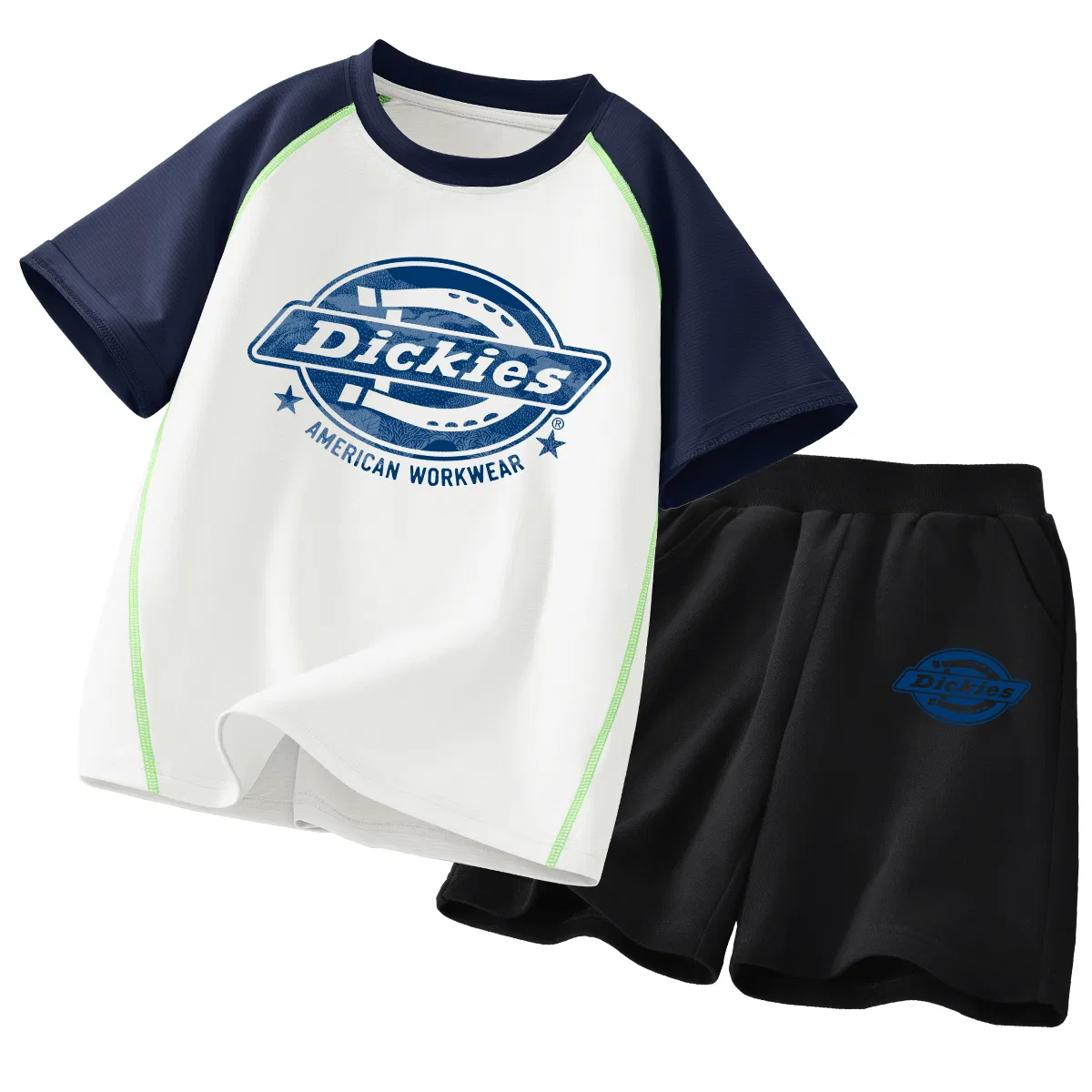 Детский комплект из футболки и шорт Dickies, Steel Painting Logo in White+Steel L Negative Logo in Black