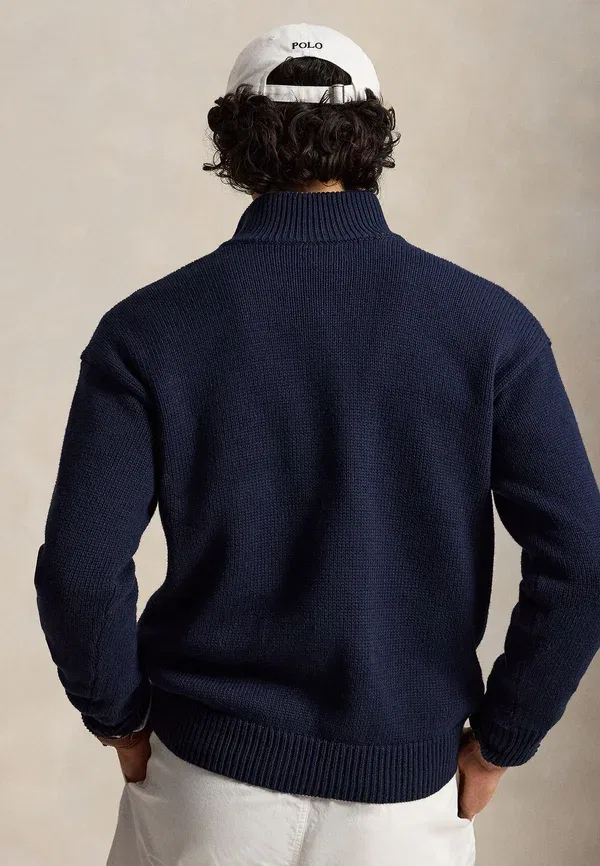 Свитер из хлопка Relaxed fit cotton quarter zip sweater Polo Ralph Lauren, Hunter темно-синий — фото 3