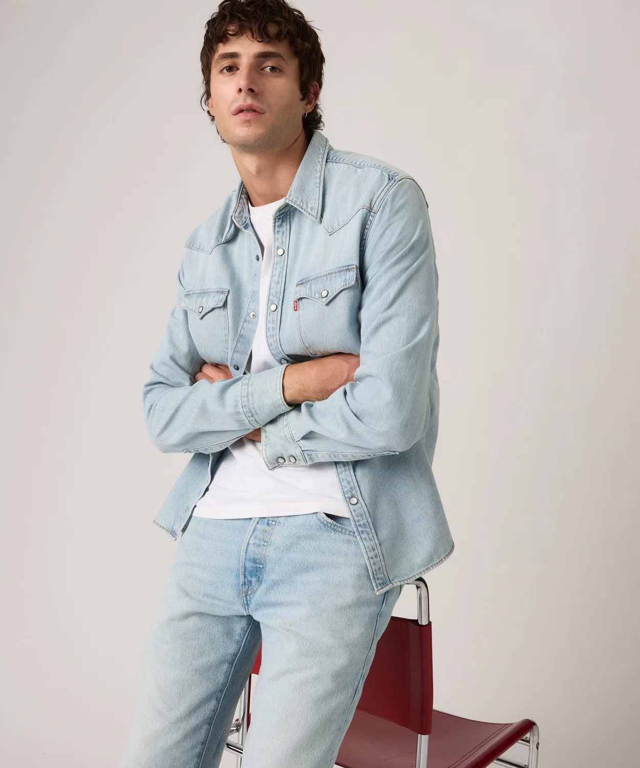 Мужская рубашка с длинным рукавомLevi's Western Shirt, Light Indigo Blue