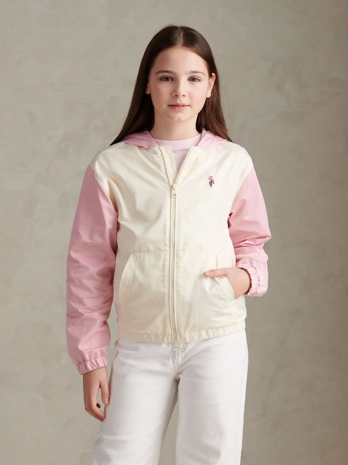 Ветровка с капюшоном Colourblock U.S. Polo Assn., белый