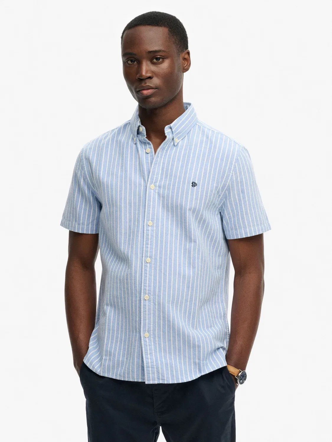 Рубашка оксфорд с коротким рукавом, Preppy Superdry, синий