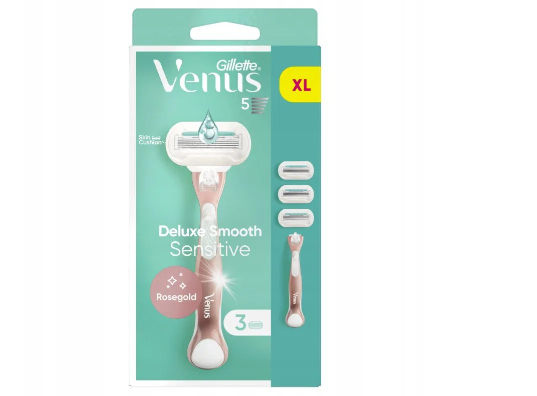 Женская бритва с 3 сменными лезвиями Gillette Venus Deluxe Smooth Sensitive Rosegold, Цвет Rosegold