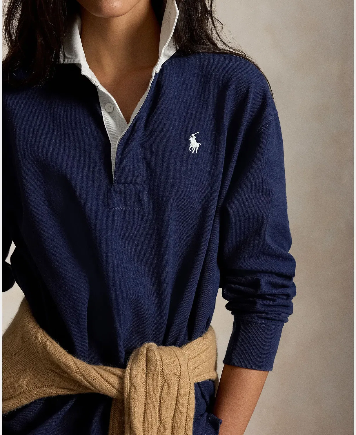 Женское поло с длинным рукавом Polo Ralph Lauren, Azul Cobalto — фото 3