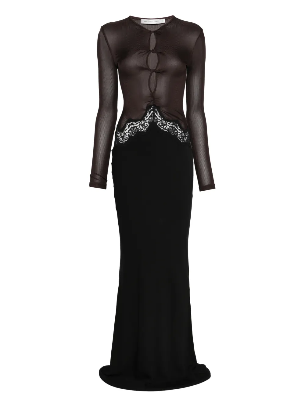 

Платье макси с кружевом Christopher Esber, черный