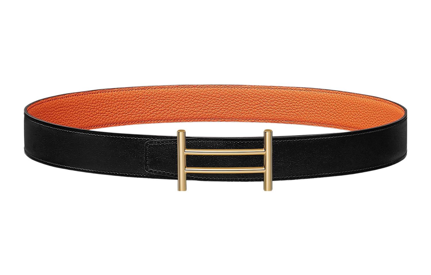 

HERMES Женский кожаный ремень из телячьей кожи шириной 3,2 см черный, Black