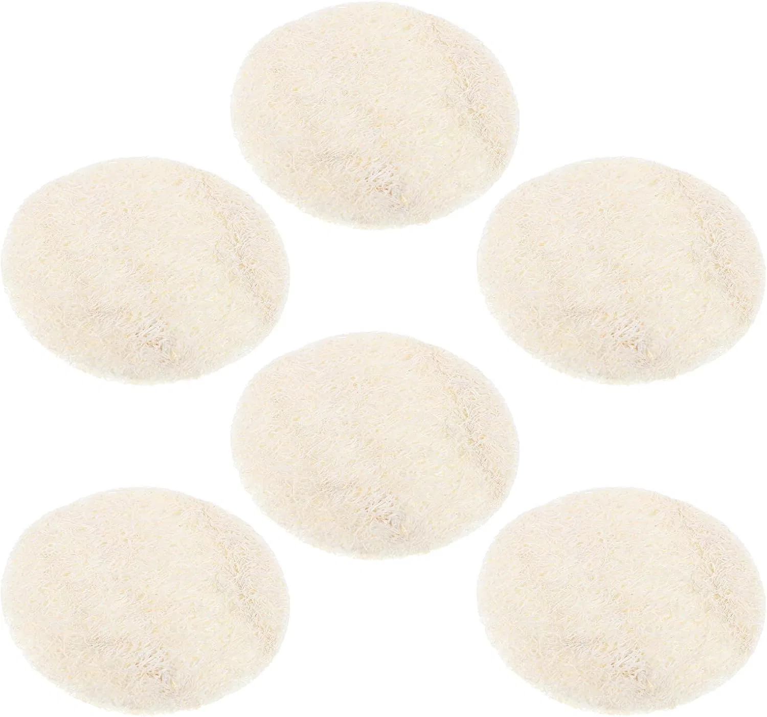 Спонжи для лица из люфы, 6 шт, 5,5 см, ibasenice, Beige