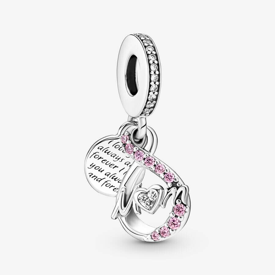 

Шарм-подвеска Pandora Moments Mom Infinity Pavé Double, серебро/розовый