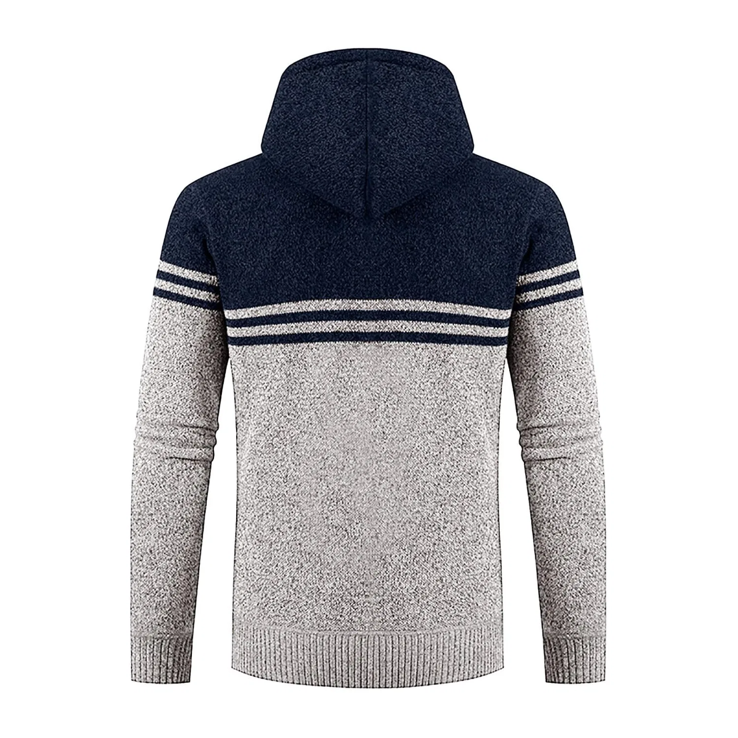 Мужской жилет с капюшоном из флиса, модель Sweaters Hooded Tops and Cardigan Thick Winter Fleece Mens Wool Coats, 6-navy — фото 2