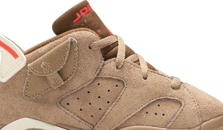 Кроссовки Travis Scott x Air Jordan 6 Retro TD British Khaki, загар — фото 2