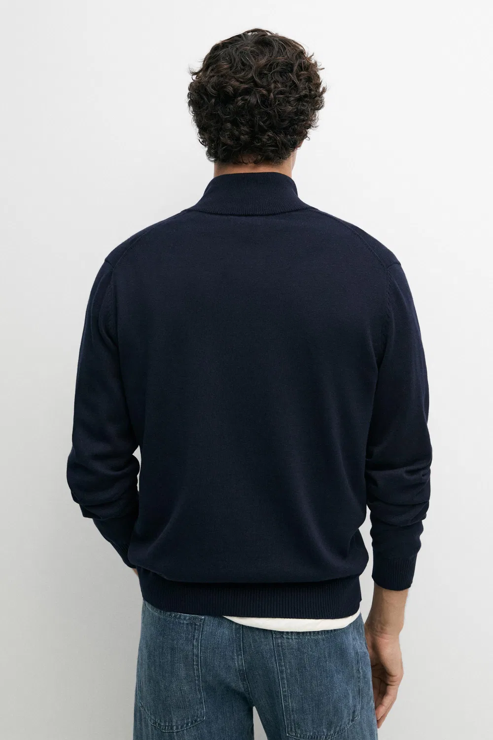 Кардиган Massimo Dutti 100% Cotton Knit, темно-синий — фото 4
