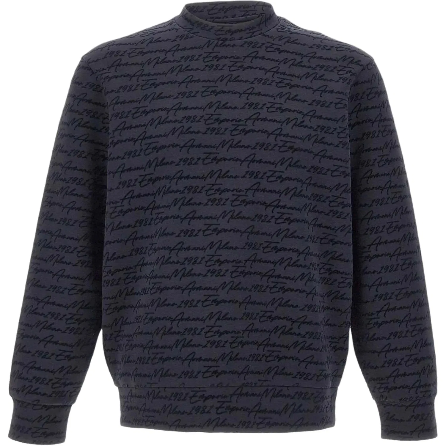 Мужской свитшот с принтом Emporio Armani All-Over Flocked Logo Jersey, Dark Blue