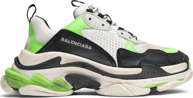Кроссовки Mr. Porter x Balenciaga Wmns Triple S Trainer Neon Green 2018, белый