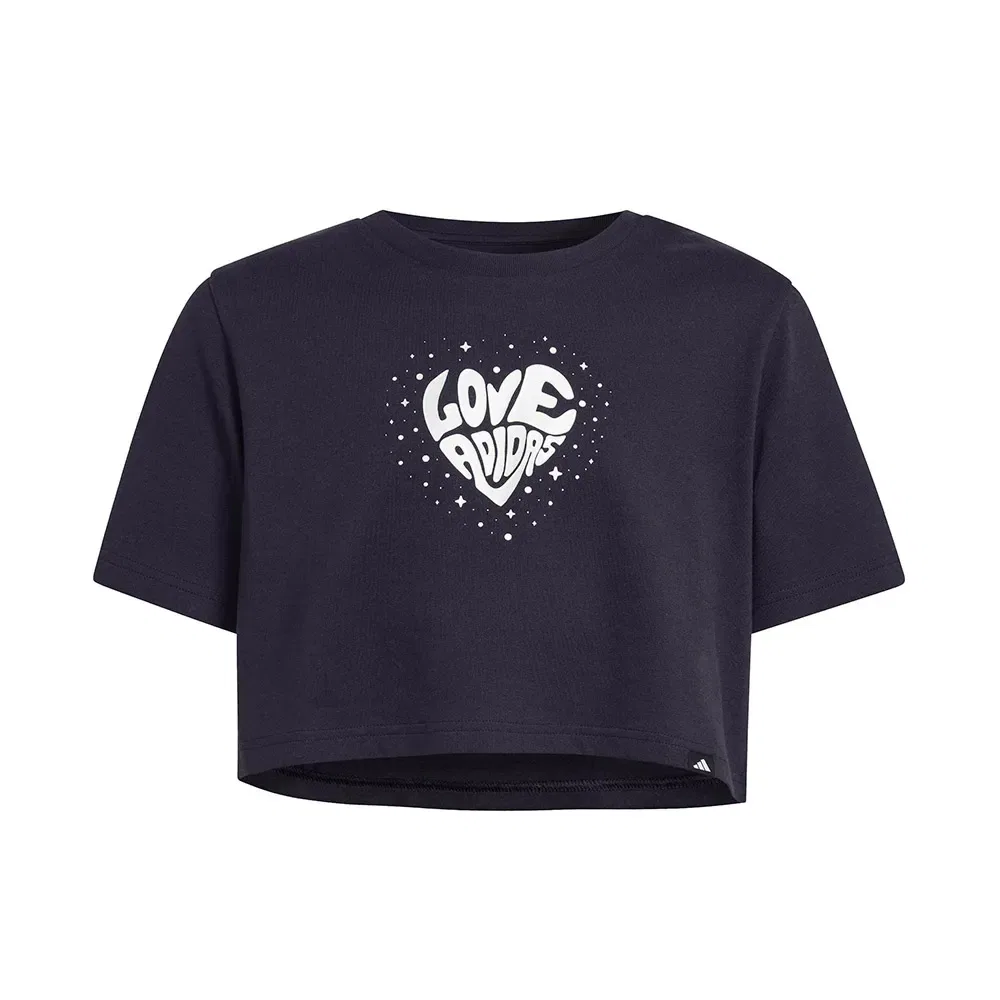 Футболка с коротким рукавом Everyday Glam Cropped Graphic Adidas, черный — фото 3