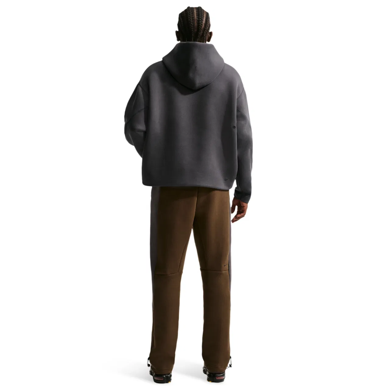 Мужское худи из плотного флиса Tech Ergo Pullover Hoodie Nike, серо-черный — фото 4