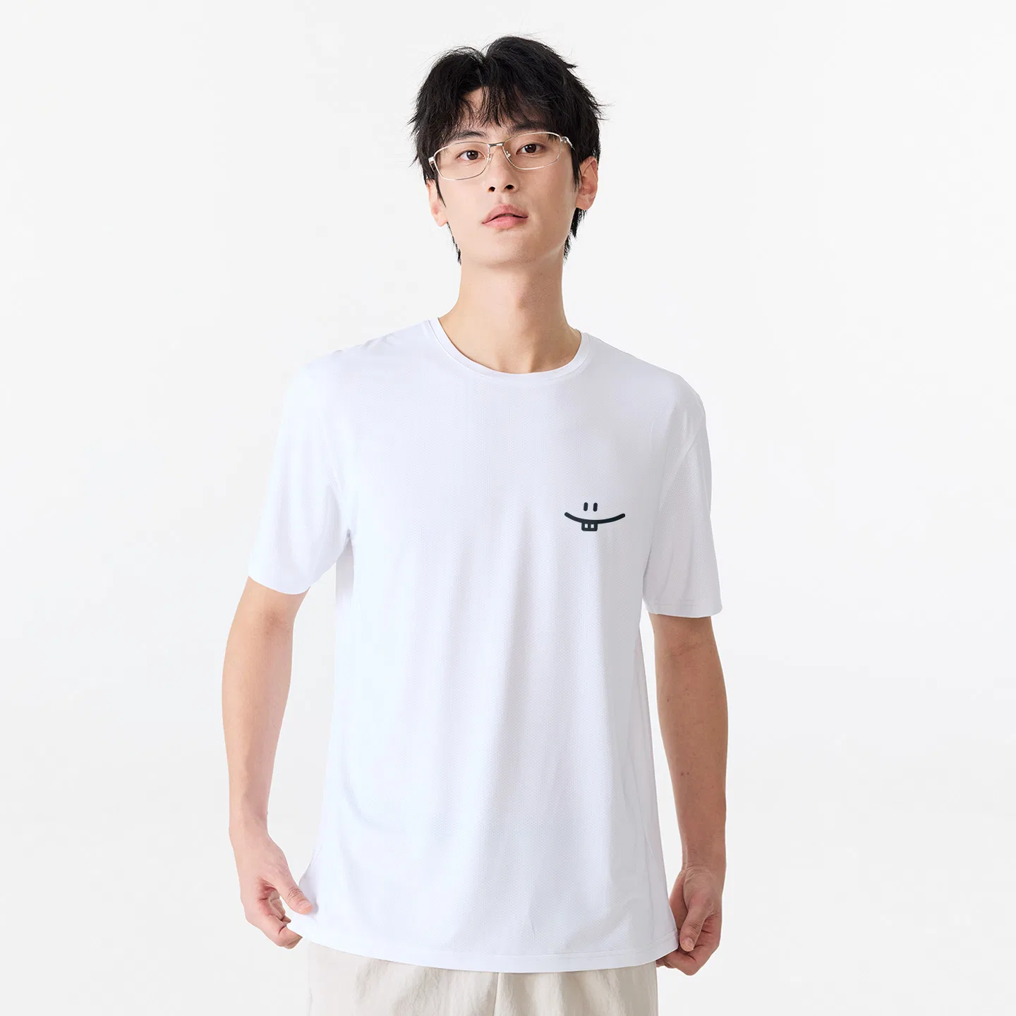 Футболка детская с коротким рукавом Ice Silk Quick Dry Dark Gray Simple Smile Drawing Chest Logo MINISO, Dark Gray — фото 4