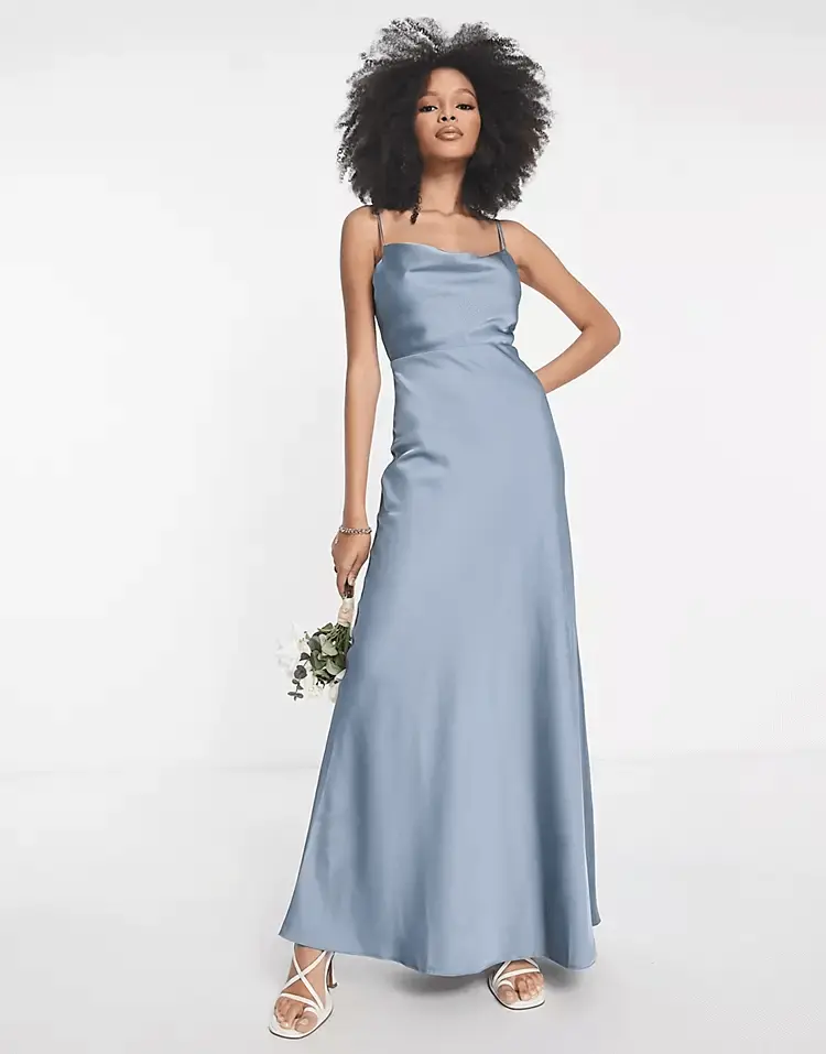 

Платье-макси на бретельках Asos Edition, бледно-синий