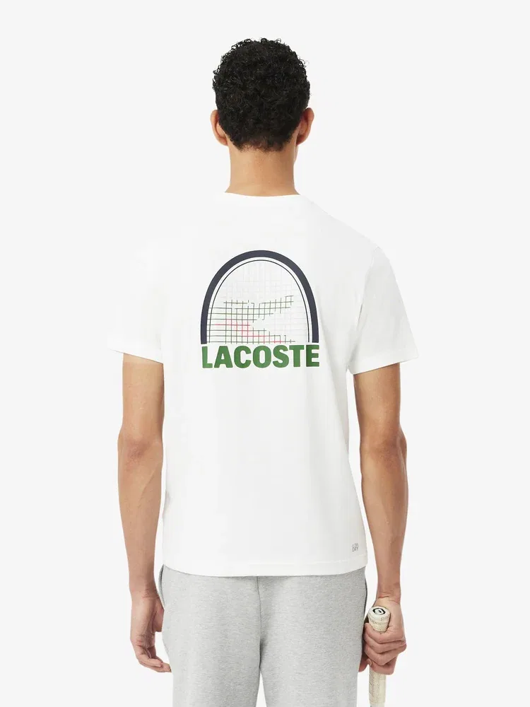 Футболка мужская с коротким рукавом, модель Daniil Medvedev LACOSTE, White — фото 3