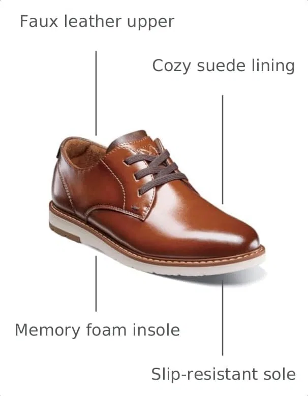 Детские оксфорды с закрытым носком Vibe Florsheim, Cognac — фото 3
