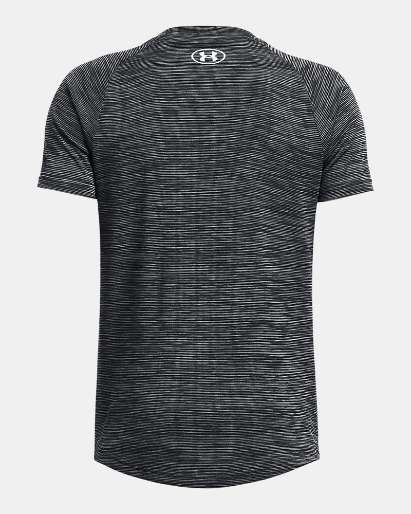 Футболка с коротким рукавом для мальчиков из переработанного полиэстера UA Tech Textured UnderArmour, Black/White — фото 2