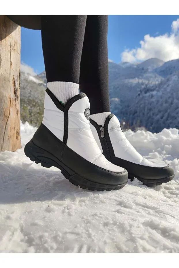 Детские снежные ботинки водонепроницаемые Çiğdem Kundura, White-Coat-With-Zipper-Strap