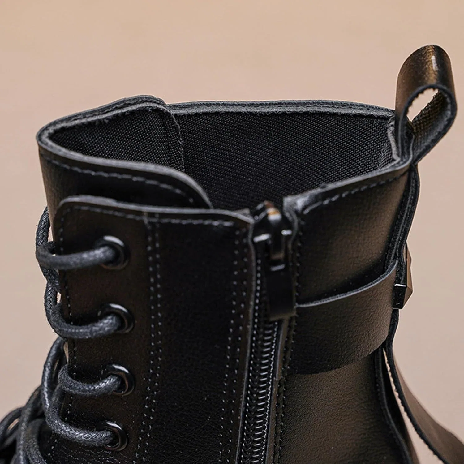 Детские ботинки для девочек на молнии с принтом White Combat Casual Shoes Trendy Booties, Black — фото 4