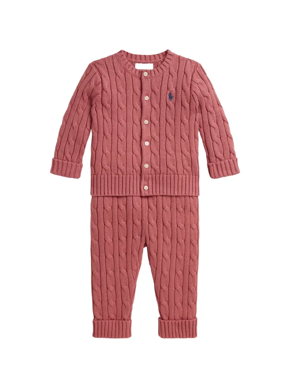 Комплект с брюками фактурной вязки Polo Ralph Lauren Kids, розовый